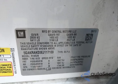 2014 Buick Enclave Convenience from USA, damaged, VIN 5GAKRAKD3EJ117109